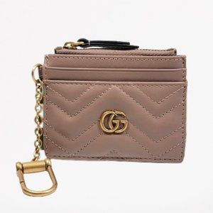 Gucci TAUPE GG MARMONT 2.0 CARD HOLDER IN PORCELAIN COLOR